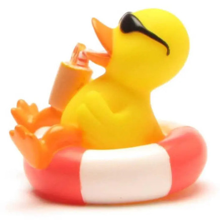 Canard Vacancier avec Bouée Rouge et Blanche - Duckshop