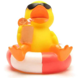 Canard Vacancier avec Bouée Rouge et Blanche - Duckshop