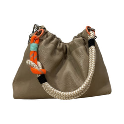 Sac Bandoulière Cuir Grainé Plissa – Taupe