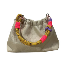 Sac Bandoulière Cuir Grainé Plissa – Beige