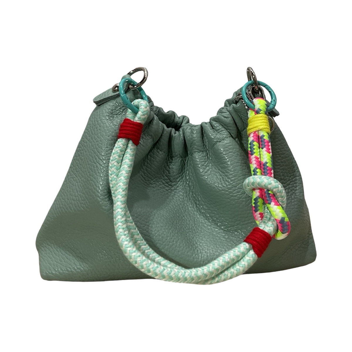 Sac Bandoulière Cuir Grainé Plissa – Vert Clair