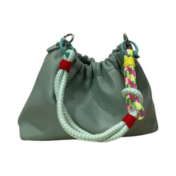 Sac Bandoulière Cuir Grainé Plissa – Vert Clair