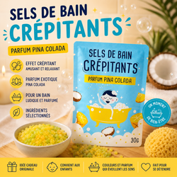 Sels de Bain Crépitants Parfum Bubble Gum & Pina Colada – Bain Pétillant Relaxant et Ludique – Pina Colada