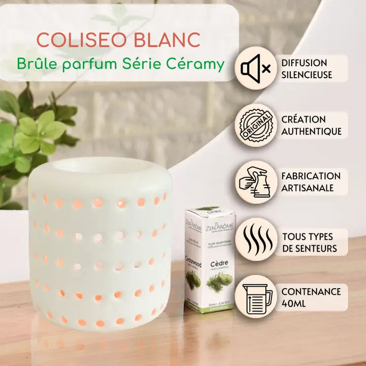 Brûle Parfum en Céramique Coliseo Blanc - Zen'Arôme