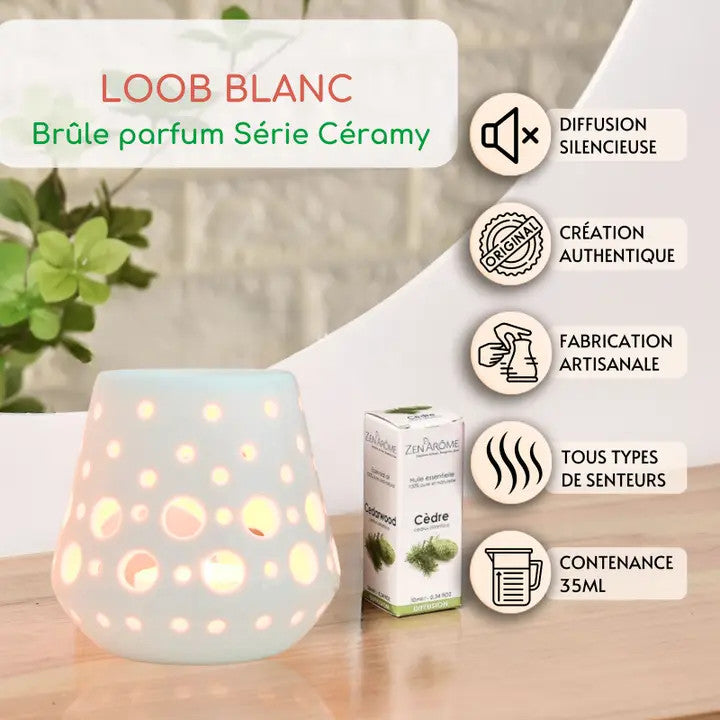 Brûle Parfum en Céramique Loob Blanc - Zen'arome