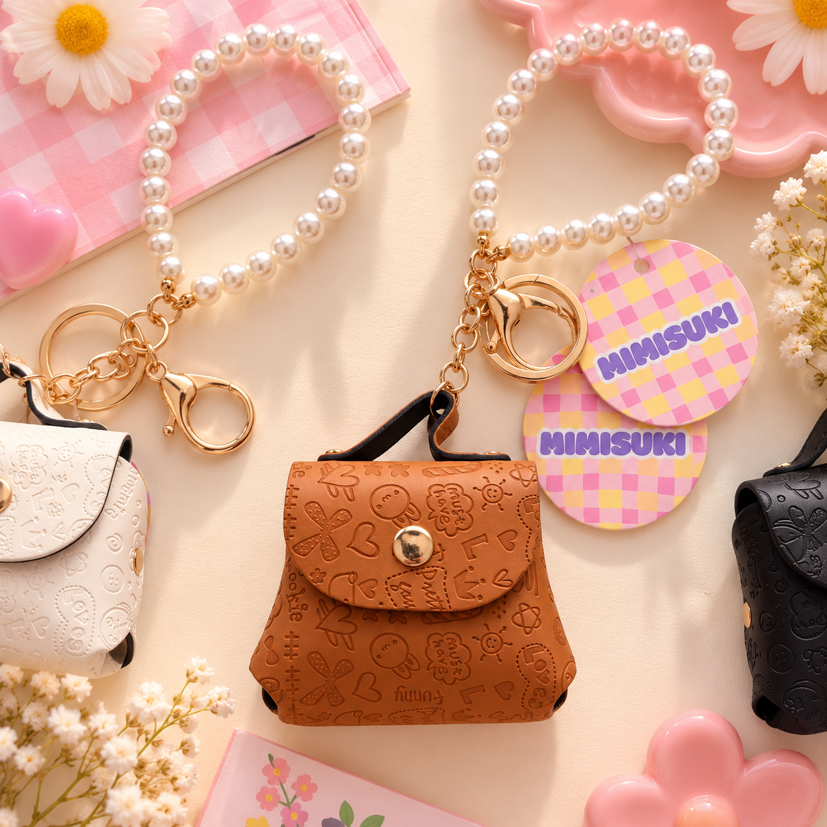 Porte-clés Mini sac à main - Bijoux de sac Doodle Pearls