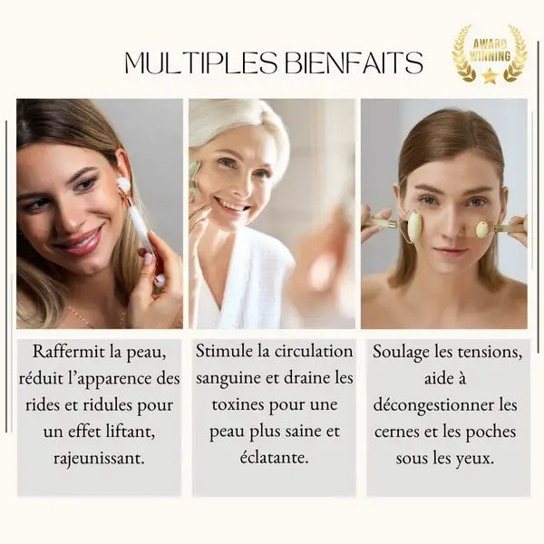 Masseur Roller Visage Pierre de Jade Blanc - Sun & Sia