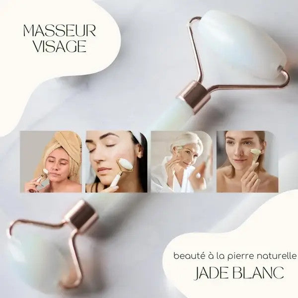 Masseur Roller Visage Pierre de Jade Blanc - Sun & Sia