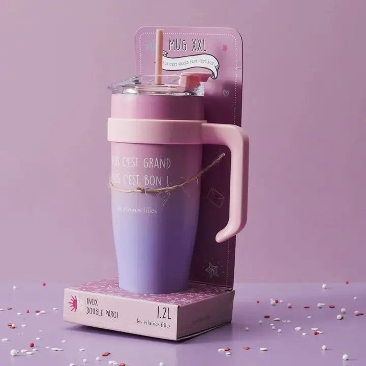 Mug isotherme XXL « Plus c’est grand, plus c’est bon » (1,2 L) - Les Vilaines Filles