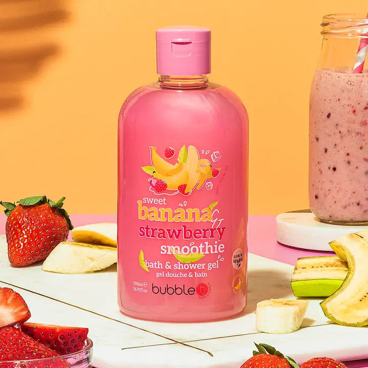 Nettoyant pour le Corps Smoothie Banane et Fraise (500 ml) - Bubble T