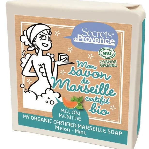 Savon de Marseille Bio Melon-Menthe (100 g) - Secrets de Provence